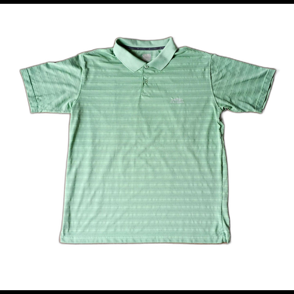 Columbia Green Striped Polo Fish Shirt Mens XL